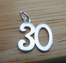 14x15mm Whimsical Number 30 30th Birthday Anniversary Sterling Silver Charm