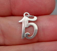10x14mm Whimsical Number 15 15th Birthday Anniversary Sterling Silver Charm