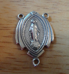 21x14mm Miraculous Mary Rosary Center Sterling Silver Charm