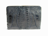Unusual Petite JET BLACK 1940's Hornback LIZARD Skin CLUTCH Bag