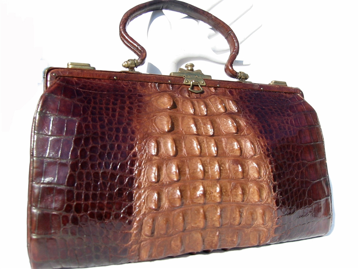 Vintage Real Alligator Skin Handbag Purse with Paws 1930's -  1940's
