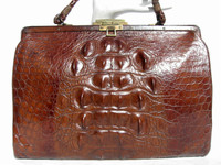 Dark Honey 1950's Alligator purse w/Osteoderms!