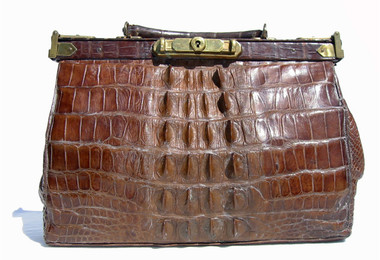 1930's-40's Petite HORNBACK Alligator Skin GLADSTONE Doctor Bag