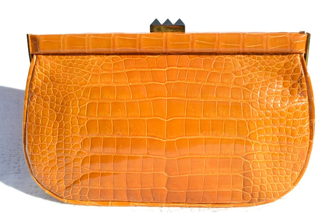 SUAREZ Burnt Orange 1990's Alligator Belly Skin CLUTCH Bag - ITALY -  Vintage Skins