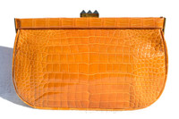SUAREZ Burnt Orange 1990's Alligator Belly Skin CLUTCH Bag - ITALY