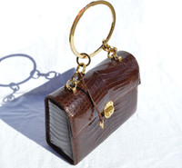 Lunchbox Style 1950's-60's PEDRO MAYORGA Crocodile Belly Skin Handbag w/Lock & Key!
