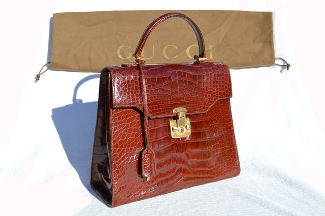 GUCCI 1990's CROCODILE Porosus Skin BIRKIN Handbag w/Lock & Key! - Vintage  Skins