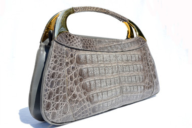 Louise Fontaine 1970s Crocodile Clutch / Shoulder Bag