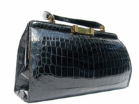 COBLENTZ 1950's-60's FRENCH Jet Black Alligator Handbag