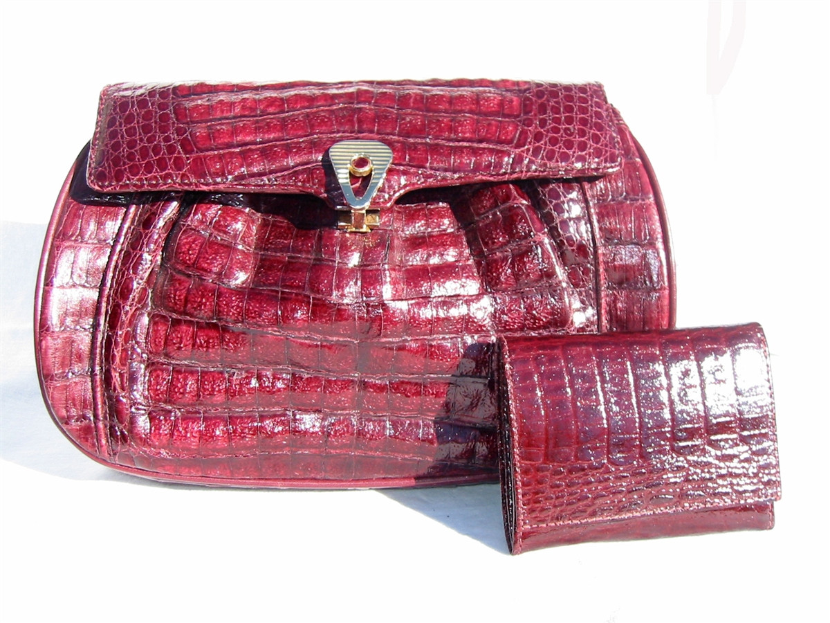 XXL HERMES BIRKIN Style Burgundy RED CROCODILE Belly Skin Handbag