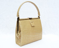 Petite Blonde Pale Yellow 1950's-60's LUCILLE de PARIS Alligator Belly Skin Handbag - SAKS
