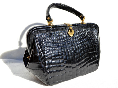 Black Renny Belly Crocodile Backpack