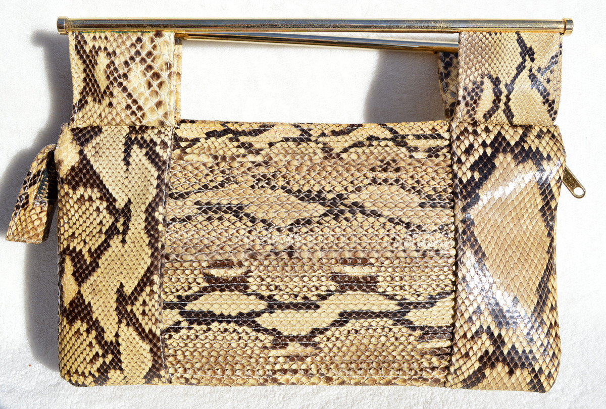 1980s Vintage Purse 80s Handbag Snakeskin Snake Skin Leather