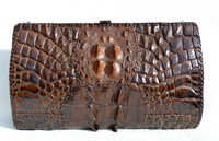 Lovely Brown 1930's-40's Hornback ALLIGATOR Skin Clutch Shoulder Bag