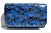 ELECTRIC BLUE 1970's-80's PYTHON Snake Skin Clutch Shoulder Bag
