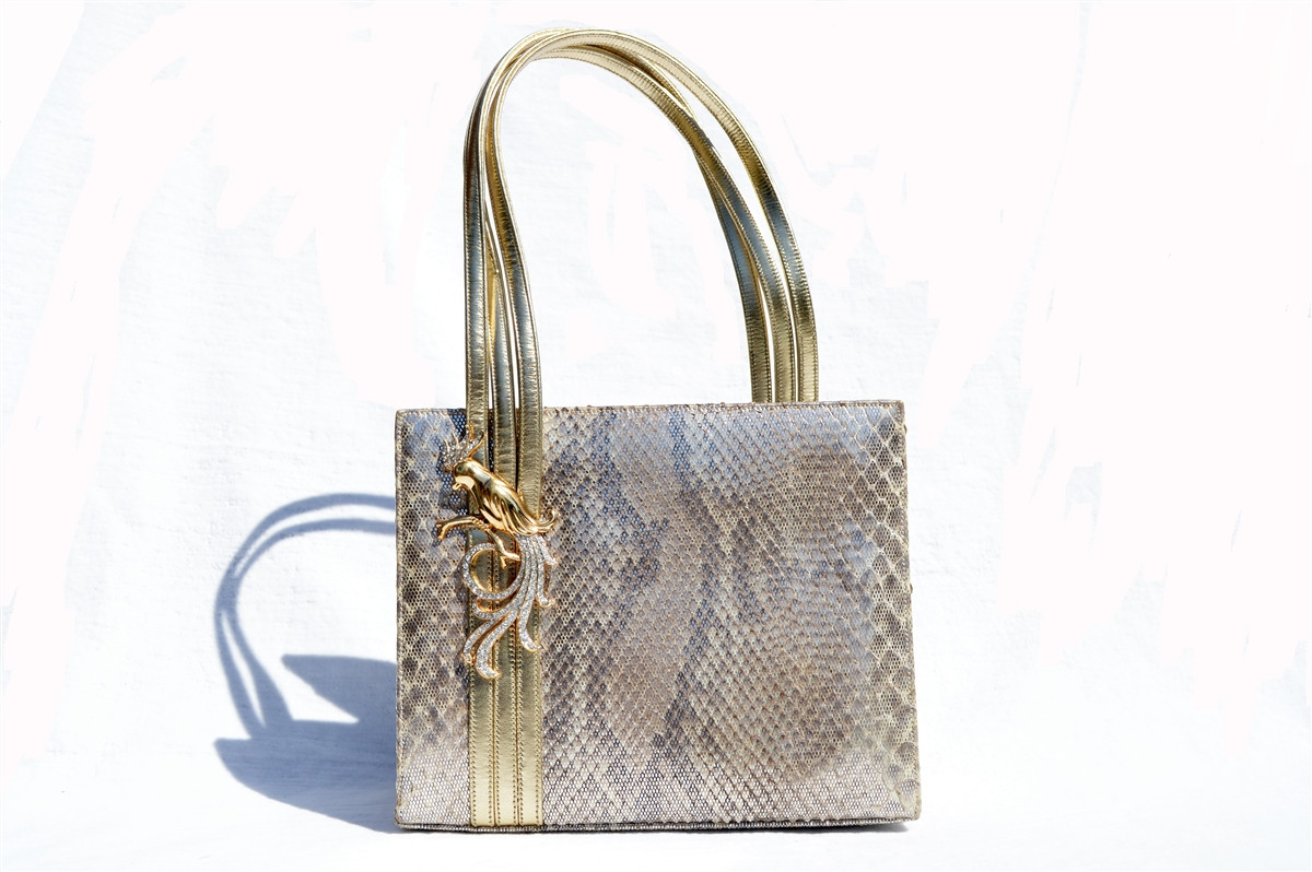 Martin Van Schaak Gold Vintage Purse Handbag Rhinestone Jeweled