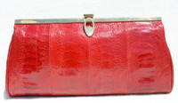 Stunning RED 1980's OSTRICH LEG Clutch Bag - CORBEAU CURIO