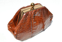 1940's Cognac ALLIGATOR Skin UNISEX MAKE-UP Bag DOPP or Clutch