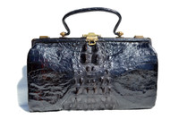 Beautiful BLACK 1920's-30's EDWARDIAN Hornback Alligator Handbag