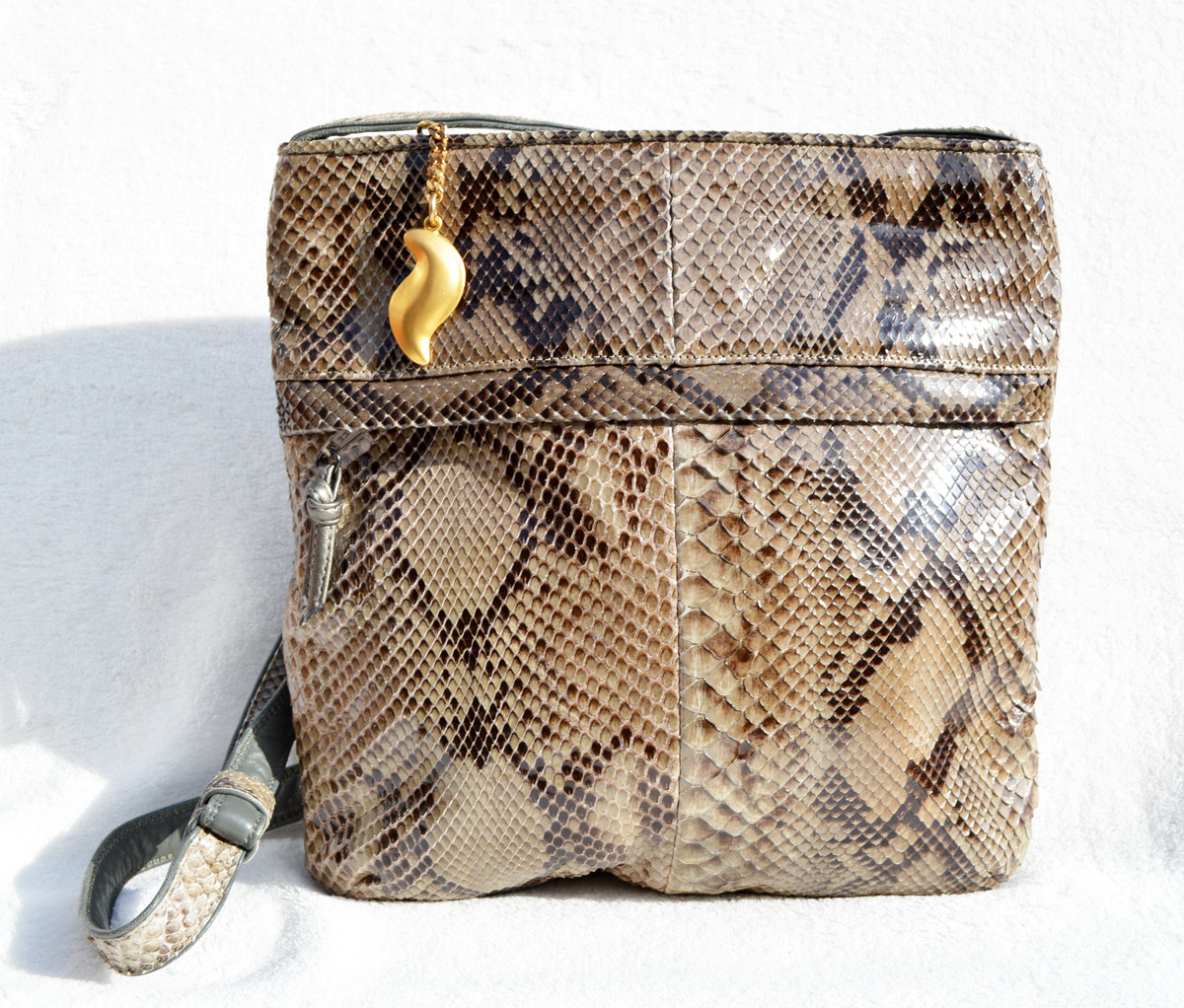 XL 1970's-80's Brown PYTHON Skin BIRKIN Style Bag with Lock & Key - HERMES!  - Vintage Skins