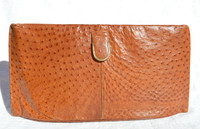 Sleek BURNT ORANGE 1970's-80's Ostrich Skin CLUTCH Bag by LENNOX