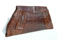 Sleek 14" Chocolate 1950's-60's TEGU Lizard Skin CLUTCH Purse