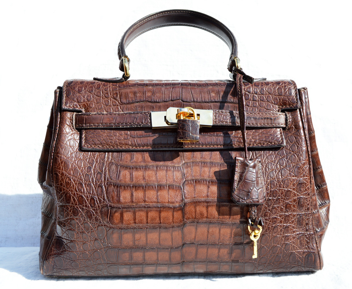 Dark Brown CROCODILE Belly Skin BIRKIN Bag SATCHEL Shoulder Bag - HERMES  Style! - Vintage Skins