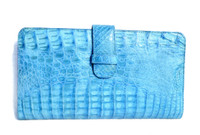 XXL Baby BLUE A & G 1990's-2000's CROCODILE Belly Skin WALLET Clutch Case