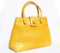XL 15 x 10 Mustard YELLOW GIORGIO'S Palm Beach Matte  ALLIGATOR Belly Skin Handbag Shoulder Bag