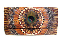 Beautiful BOHO Style 1970's PEACOCK Feather CLUTCH Bag  