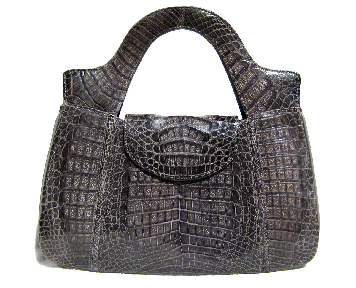 Fendi Vintage Black Crocodile Leather Shoulder Bag