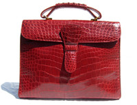 XL 1990's-2000's Candy Apple RED ALLIGATOR Belly Skin Shoulder Bag SATCHEL -Maxima - ITALY