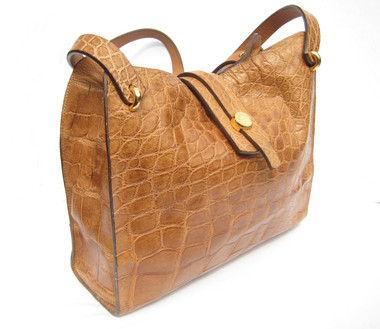 Early 2000's Matte BUTTERSCOTCH Crocodile Belly Skin Shoulder Bag