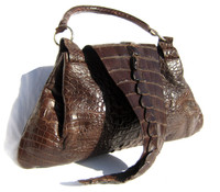 Dramatic & Soft 1990's-2000's Brown HORNBACK Alligator TAIL Skin Shoulder Bag 