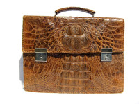 XL 1960's-70's Men's Hornback CROCODILE BRIEFCASE Satchel Legal Size Bag w/ Key!