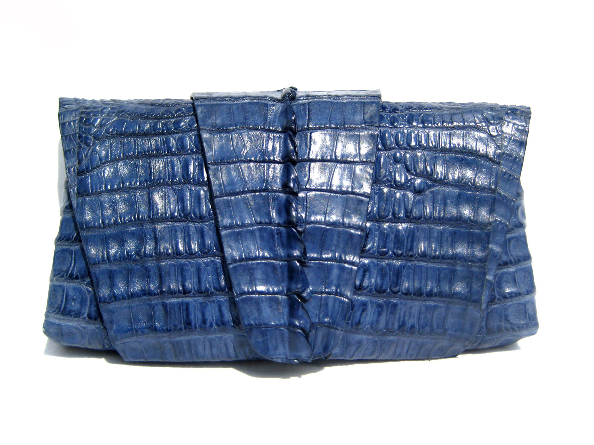BLACK CROCODILE Porosus Belly Skin KELLY Bag SATCHEL Bag - VALENTINO -  Vintage Skins