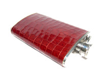 Tall Custom RED Alligator Belly Skin 6 Oz. Stainless Hip FLASK - NEW!