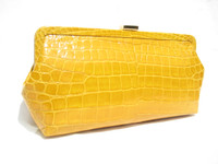 NEW 2000's YELLOW Alligator Belly Skin CLUTCH Shoulder Bag - CAPE COBRA