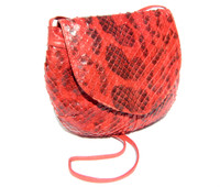 RED & BLACK 1970's-80's ANACONDA Snake Skin Clutch Shoulder Bag