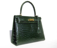 Stunning DARK GREEN ALLIGATOR Belly Skin BIRKIN Bag SATCHEL Bag -  ITALY