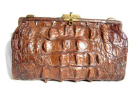REMARKABLE Indiana Jones Style Early 1900's Edwardian Hornback Alligator CLUTCH Bag - HEAVY!