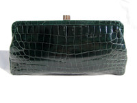 EARLY 2000's GREEN Alligator Belly Skin CLUTCH Shoulder Bag - LAMBERTSON TRUEX