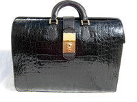 XL 1980's  ALLIGATOR BRIEFCASE Satchel Legal Size Bag