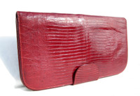 CHIC XL Deep RED Classic 1960's Lizard Skin Clutch Shoulder Bag