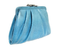 Gorgeous BLUE Judith Jack 1980's-90's KARUNG Snake Skin Clutch Shoulder Bag - Marcasite CAT!
