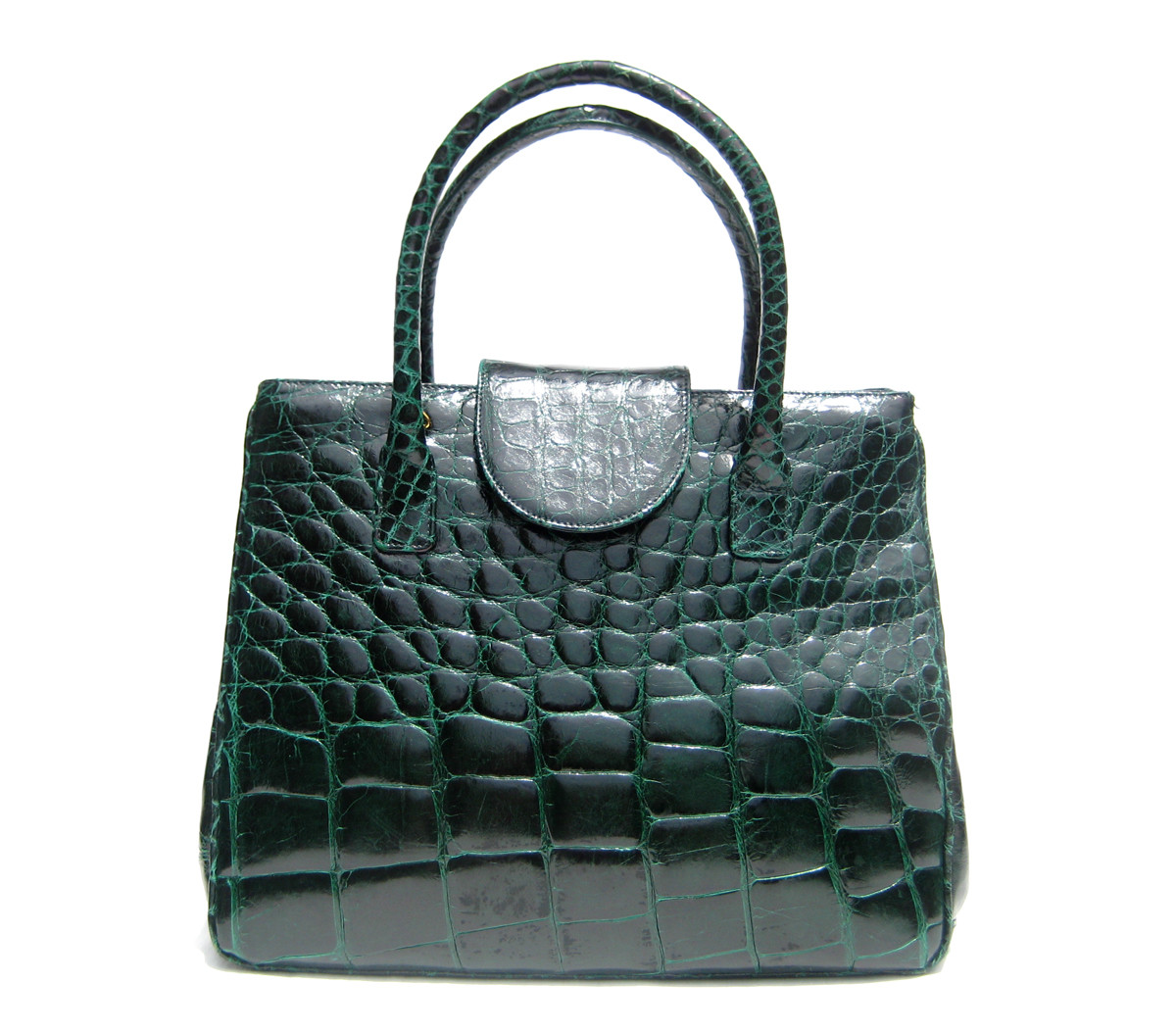 XL Dark Emerald GREEN Alligator Belly Skin Handbag - NEIMAN MARCUS
