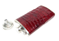 Tall Custom Mahogany RED Alligator Belly Skin 6 Oz. Stainless Hip FLASK - NEW!