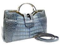 Versatile 1990's LIGHT BLUE Crocodile Skin CLUTCH Handbag 