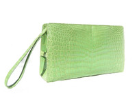 CECE CORD 2010's Lime GREEN CROCODILE Belly Skin CLUTCH Bag 