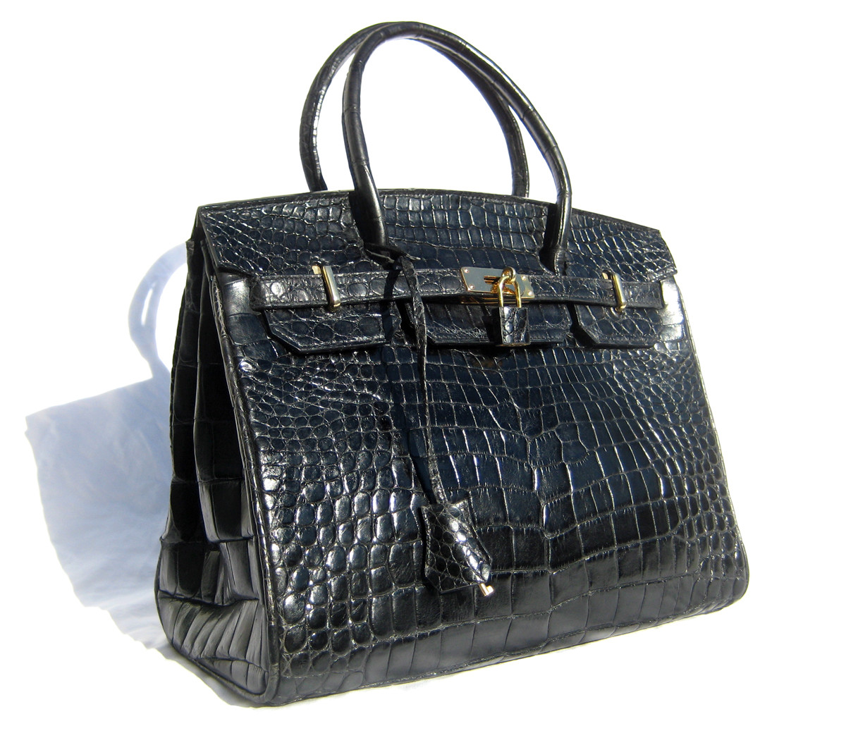 XL 13 x 10 BLACK Early 2000's Alligator Belly Skin KELLY Bag SATCHEL Bag -  Hermes Style! - Vintage Skins